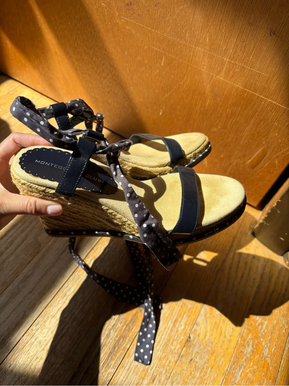 Montego Bay Club Navy Blue Polka Dot Wedges